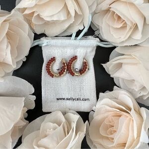 Salty Cali Red Beaded Hoop Earrings